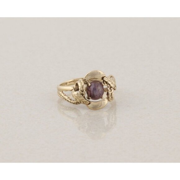 10k Yellow Gold Natural Ruby Star Sapphire Ring Size 7 1/4 - Picture 7 of 7